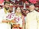 Chief Minister N Chandrababu Naidu with Paritala Sriram and bride  | Express