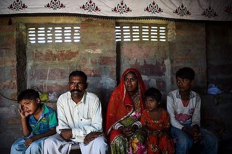 The Pakistani Hindus living in Chattisgarh are not alone. This photo taken on June 16, 2017 shows a family of Pakistani Hindus living in an unauthorised settlement in Jodhpur, Rajasthan.(AFP Photo)