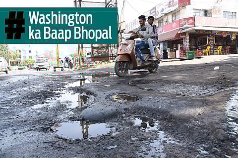 “When I got down at the Washington Airport and travelled on the road, I felt the roads in Madhya Pradesh are better than the United States… I am saying this not just for the sake of saying,” Madhya Pradesh CM Shivraj Singh Chouhan told a business roundtable organised by the Confederation of Indian Industry and the US-India Strategic Partnership Forum in the US capital on Tuesday. IN PIC: Condition of road at South TT Nagar in the heart of Bhopal, where the smart city is proposed to be developed. (Express Photo Service | Praveen Bajpai)