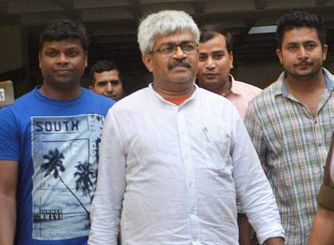 Former BBC journalist Vinod Verma at CJM Court in Ghaziabad after being arrested by Chhattisgarh Police from his Ghaziabad residence on Friday morning over charges of blackmail and extortion on Friday. | PTI
