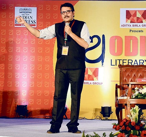Neelesh Mishra at the story telling session of the Festival in Bhubaneswar on Saturday | Express
