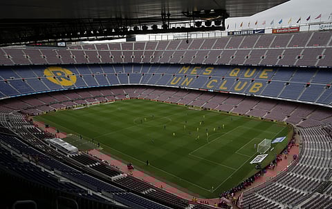 Spanish La Liga soccer match between Barcelona and Las Palmas is played at the Camp Nou stadium in Barcelona, Spain, Sunday, Oct. 1, 2017. | AP