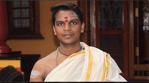 Yedu Krishnan was the  first among the six Dalit priests appointed by the Kerala government to take charge (Photo | Facebook/Rahul Easwar)