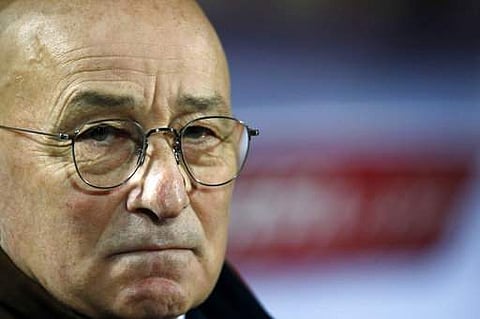 Serbia's national soccer team coach Slavoljub Muslin prior to playing their World Cup Group D qualifying soccer match between Serbia and Georgia at the Rajko Mitic stadium in Belgrade. | AP