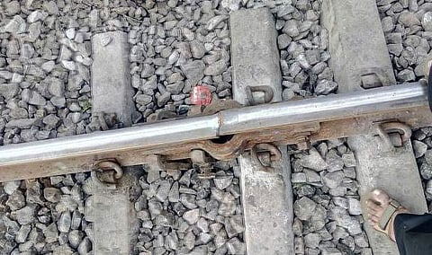 The crack on a joint of the railway track situated a few metres from Muniguda station | Express