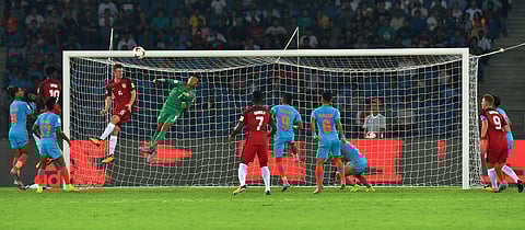 Here are a few moments from the first day of the much awaited FIFA Under-17 World Cup, the first tournament of the international football body that India is hosting. IN PIC: Action in the Indian box during the Group A encounter between India and USA. The 