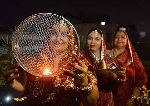 Karva Chauth is a festival celebrated by married women for the well being and longevity of their husbands, in the states of northwestern part of India particularly Uttar Pradesh, Haryana, Punjab and Rajasthan. EPS|Martin Louis
