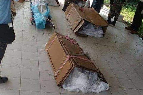 'Mortal remains were wrapped in available local resources instead of improvised body bags or coffins. This was an aberration,' an army statement said. (Photo tweeted by Lt Gen (Retd) HS Panag @rwac48)