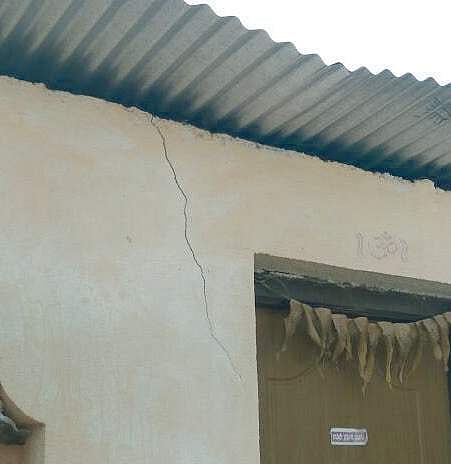 A house which developed cracks at Samatabad village of Humnabad taluk