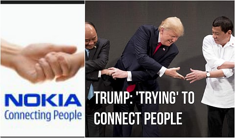 US President Donald Trump on Monday attended the opening ceremony of the 31st Association of Southeast Asian Nations (ASEAN) Summit in Manila, Philippines. Trump was all fingers and thumbs during a carefully choreographed photo op Monday at a summit of wo