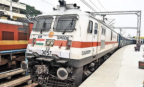 A WAP 7-type locomotive. CCTV cameras have been installed on one such loco