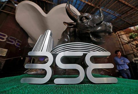 The Bombay Stock Exchange (BSE) logo is seen at the BSE building in Mumbai. (File | Reuters)