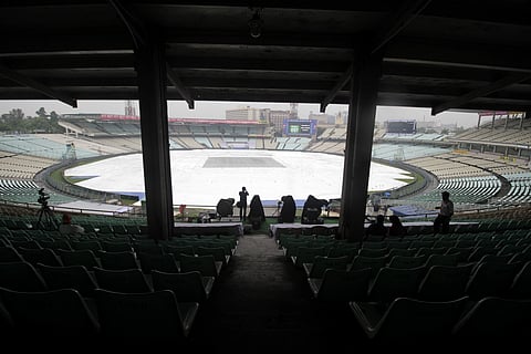 The field was covered after trainings of both teams were called off due to rains on the eve of the first Test at Eden gardens. | AP