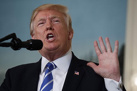 President Donald Trump speaks in the Diplomatic Reception Room of the White House, Wednesday, Nov. 15, 2017, in Washington. (AP Photo/Evan Vucci)