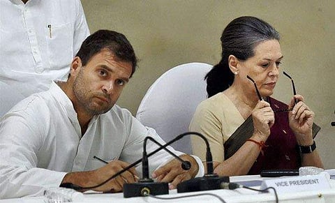 Congress president Sonia Gandhi (right), with Congress vice president Rahul Gandhi. (File | PTI)