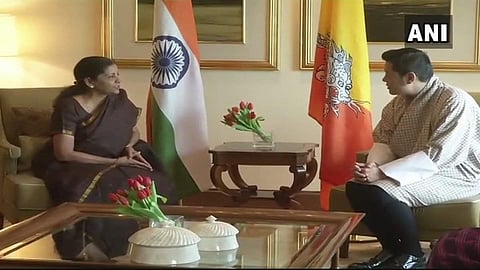 King and Queen of Bhutan, Jigme Khesar Namgyel Wangchuck and Jetsun Pema Wangchuck met Defence Minister Nirmala Sitharaman in Delhi. | ANI Twitter