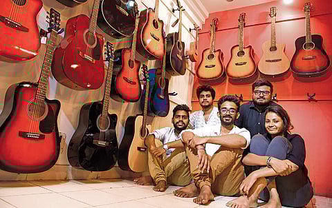 (From left) Prudhvi Gagarin, Himanshu Sahni, Lohit Bhogaraju, Nayanesh and Kruthika Vaishnavi |R Satish Babu