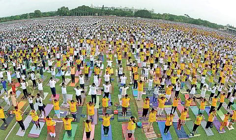 55,506 people participated in the International Yoga Day event in Mysuru