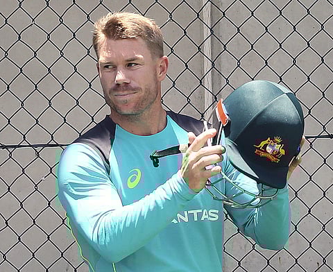 Australian cricket player David Warner leaves the nets during a training session in Brisbane.  | AP
