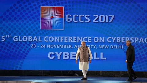Prime Minister Narendra Modi at the inaugural session of the 5th Global Conference on Cyberspace in New Delhi. (EPS | Shekhar Yadav)