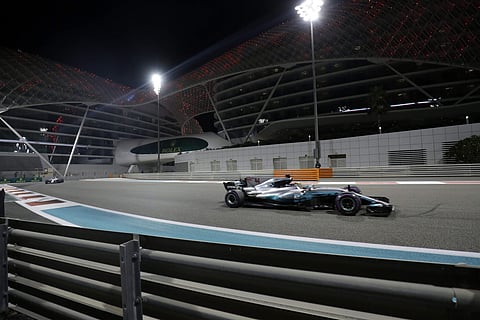 Mercedes driver Lewis Hamilton of Britain steers his car during the second free practice at the Yas Marina racetrack in Abu Dhabi, United Arab Emirates, Friday, Nov. 24, 2017. | AP