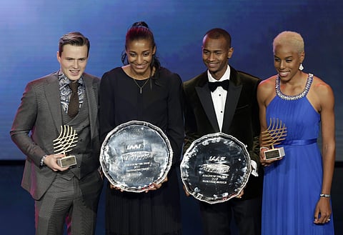 Rising star of the Year (Male) Karsten Warholm, female athlete of the Year Nafissatou Thiam, male Athlete of the Year Mutaz Essa Barshim and female Rising star of the Year Award Venezuelan Yulimar Rojas | AP