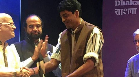 Anuk Arudpragasam winning DSC Prize for South Asian Literature 2017. (Twitter Photo | the DSC Prize)