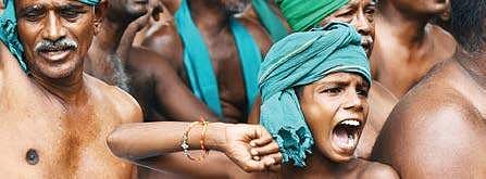 For representational purpose. Ryots from Tamil Nadu protest, demanding that the government waive all farm loans, at Chepauk, Chennai, on Friday. (Ashwin Prasath | EPS)