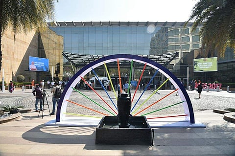 Hyderabad International Convention Centre (HICC) gets ready to start Global Entrepreneurship Summit 2017  in Hyderabad. (EPS | R Satish Babu)