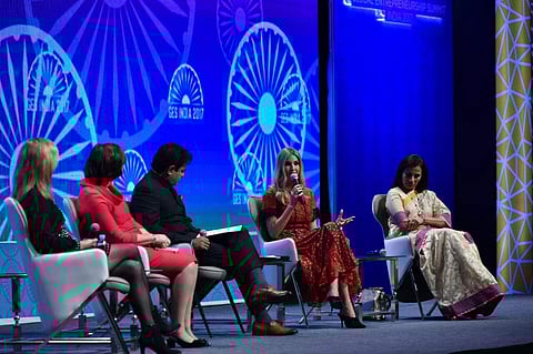 Ivanka Trump speaks at a session on Day2 of GES 2017 in Hyderabad. (EPS)