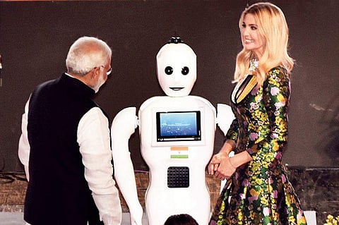 Prime Minister Narendra Modi, Advisor to President of the US Ivanka Trump  at the Global Entrepreneurship Summit in Hyderabad on Tuesday | R Satish Babu