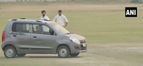 A man drove his car onto the pitch during 3rd day's play of Delhi-Uttar Pradesh Ranji Trophy round 4 match at Airforce ground. | ANI
