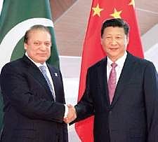 Xi Jinping with Nawaz Sharif in Ufa, Russia,  July 10, 2015