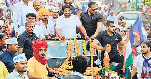Hardik Patel at a rally