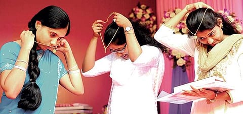 Gold medallists at the convocation of National College, Basavanagudi, in Bengaluru on Sunday | Nagesh polali