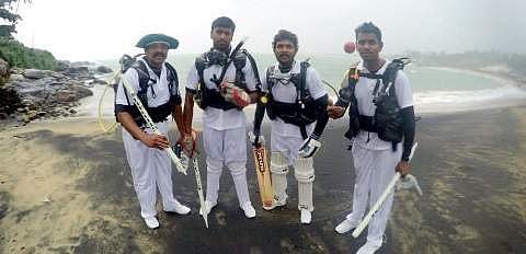 Express Features   Hours before Team India had entered the pitch at the Greenfield stadium at the capital city for the match against New Zealand, a unique kind of cricket match was already being played at Kovalam. There was no dry pitch, as four players