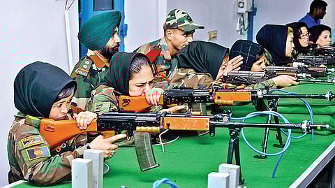 Women officers from Afghanistan undergo military training at the Officers Training Academy in the city on Monday | Sunish P Surendran