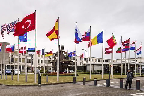 NATO country flags wave outside NATO headquarters in Brussels. (File | AP)