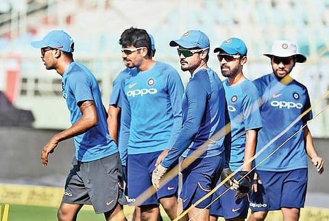 India players during a practice session in Vizag on Saturday | PTI