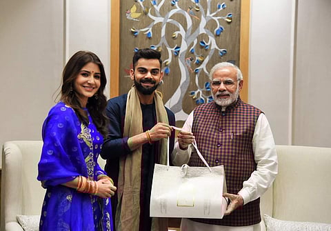 PM Modi met newly-married couple Virat Kohli and Anushka Sharma. (Twitter | PMO India)