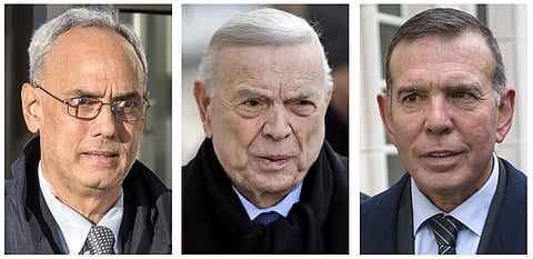 Three former South American soccer officials, from left, Manuel Burga, of Peru; Jose Maria Marin, of Brazil; and Juan Angel Napout, of Paraguay, are accused of accepting millions of dollars in bribes. (File | AP)