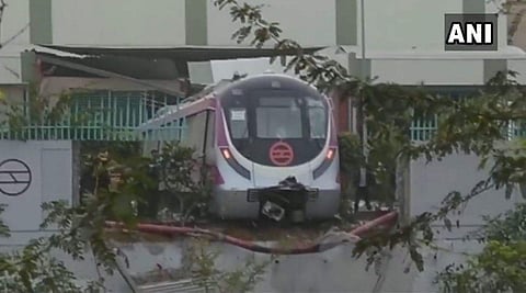 The end of the train which hit the wall suffered damage and a portion of the wall collapsed, suggesting that the collision was quite intense. (Photo | ANI)