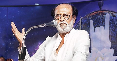 Actor Rajinikanth interacts with his fans in Chennai on Tuesday | Express