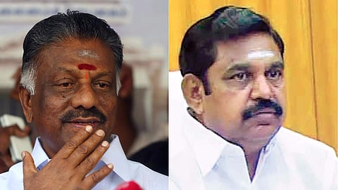 Expelled AIADMK leader O Paneerselvam and  Edappadi Palanisamy