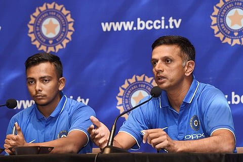 Under 19 coach Rahul Dravid with Captain Prithvi Shaw | PTI