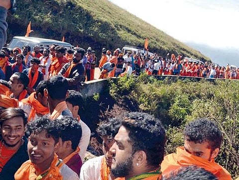 There was a surge in the number of devotees to the Datta Peetha in Chikkamagaluru on Sunday | EXPRESS