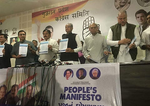 The Gujarat Congress launched People's Manifesto today. (Photo | Twitter)
