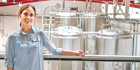 Vidya Khuber at a brewery