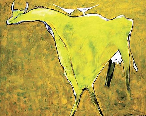 Cows in his canvas are his roots