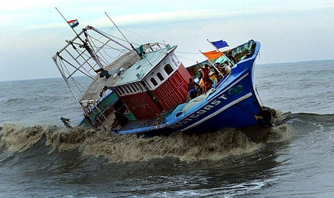 The collision took place when the boat was engaged in fishing. 